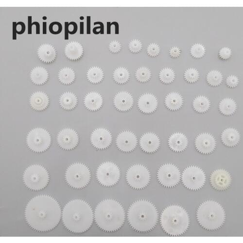 PHIOPILAN 0.5 modulus Double gear Aperture 2.05mm Reduction Plastic Gear Plastic Model Gear Toy Car Motor Loose with 2mm shaft