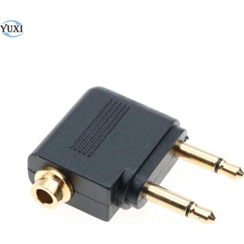 YuXi Gold-plated 3.5mm to 2 3.5 mm Stereo Ear Audio Adapter for Headset Headphone Jack to Air Aircraft Airline Airplane