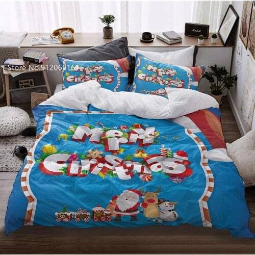 Holiday Festival Bedding Set Happy New Year Bed Quilt Cover 3D Print Merry Christmas Duvet Cover Comfortable Bed Cover Set