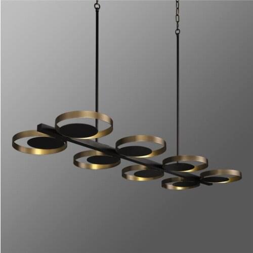 Rh copper Nordic simple modern long dining room chandelier personality creative dining room designer lamps