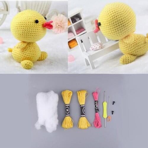 Creative DIY Yellow Duck Doll Crochet Kit Sewing Material Package for Kids Adults Crochet Lovers