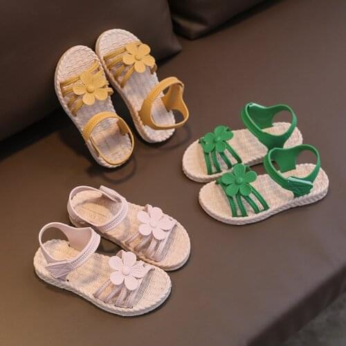 Girls Shoes Flower Non-slip Soft Kids Toddler Baby Shoes 2021 Summer Korean Childrens Girl Princess Open Toe Beach Sandals Kids