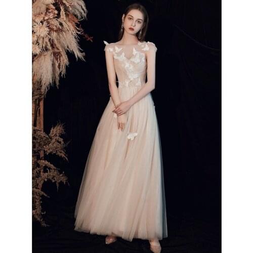 Western Toasting 2020 Spring New butterfly Appliques Dress Evening Party Wedding Banquet Fairy Dress