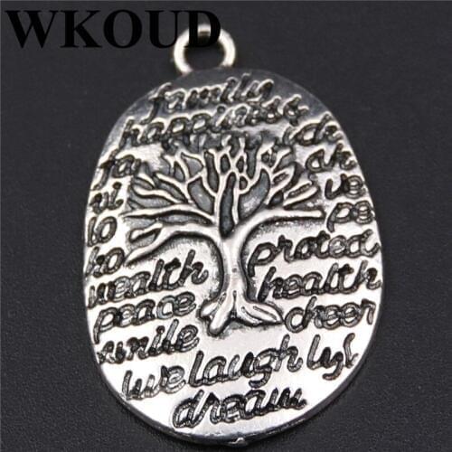 WKOUD 8pcs Silver Plated Greek Words Life Message Pendants DIY Charm Jewelry Accessories 20*32mm A230