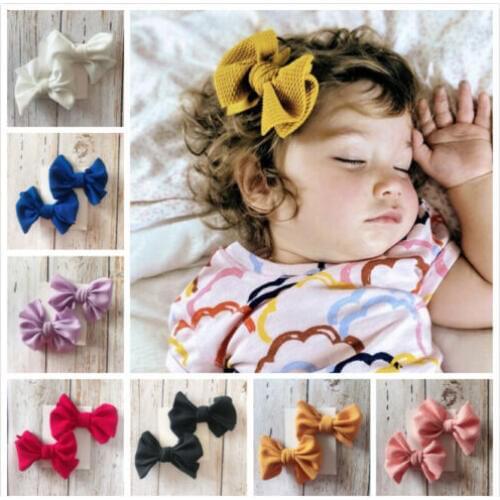 2Pcs Infant Kids Baby Girls Hair Bow Clips Headwear Ribbon Bowknot Barrettes Baby Headwear