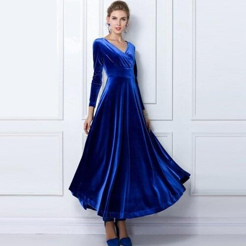 Winter Dress Women 2021 Casual Vintage Velvet Dress Long Sleeve Plus Size 3XL Elegant Sexy Long Party Dress ukraine