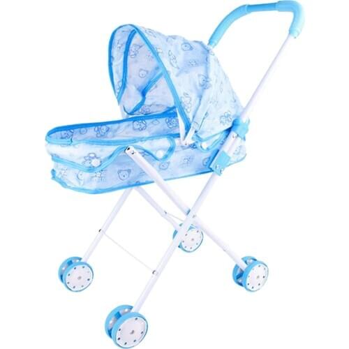1pc Iron Metal Baby Dolls Stroller Carriage Kids Gift Pretend Role Play Toys
