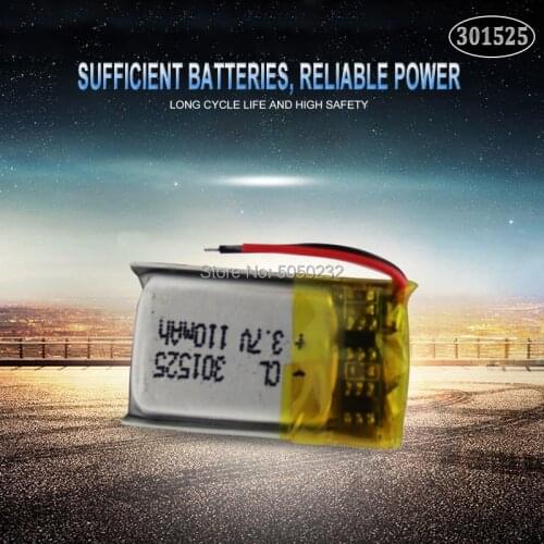 1pc 110mAh 3.7V 301525 Li-ion polymer battery GPS PSP MP3 MP4 MP5 DVD small toys battery Bluetooth headset Li-ion Cell battery