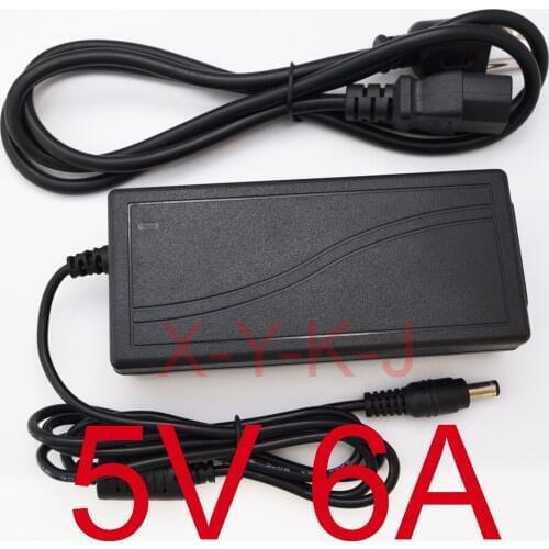 100PCS High quality IC solutions AC 100V-240V DC 5V 6A Switch power supply,30W LED adapter,EU /US /UK/AU Plug 5.5mmx 2.1mm-2.5mm