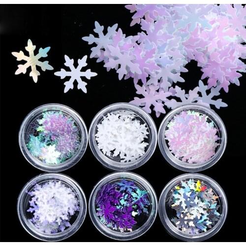 3D Nail Art Decorations White Snowflake Chameleon Mirror Glitter Flakes Polished sequins Nails Nail art decoration Accessories
