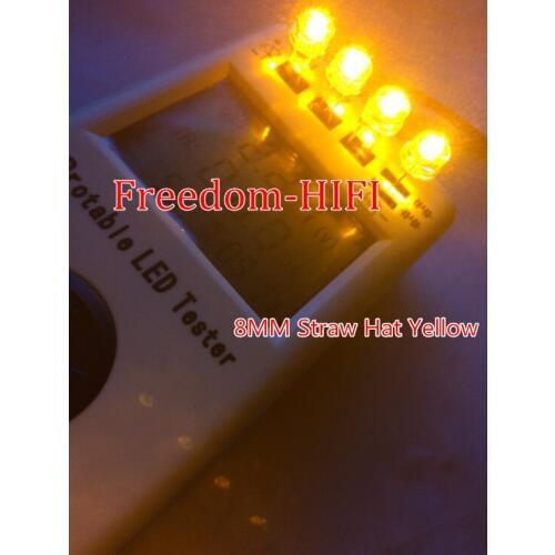 50pcs LED 8mm Yellow Straw Hat Water Clear 8 mm LED Diode Wide Angle Emitting Diode LED Light Lamp Through Hole