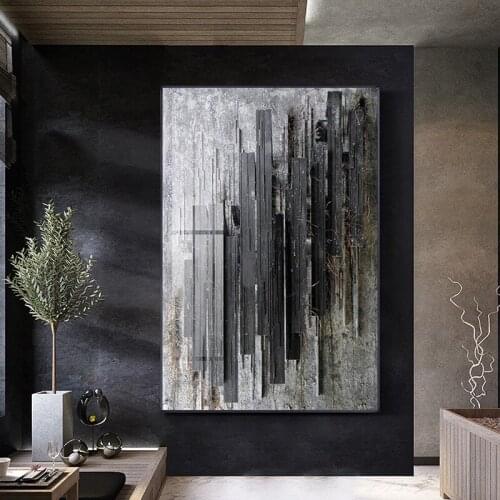 Abstract White and Black Industrial Canvas Painting Modern Wall Art Picture Landscape Poster Print for Living Room Home Decor