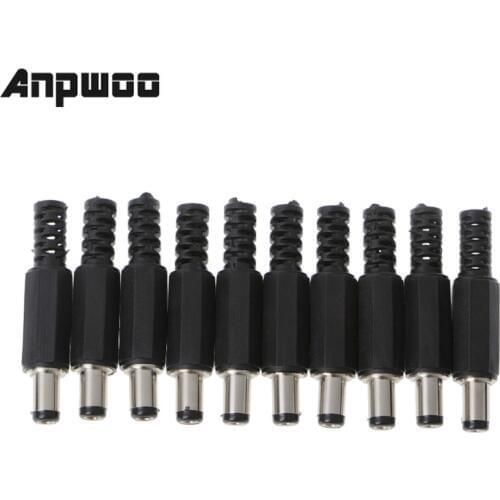 ANPWOO 10 Pcs 5.5x2.5mm 5.5x2.1mm Male DC In-Line Plug Socket Jack Connector Adapter Plastic Cover