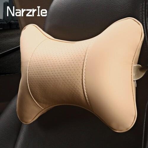 Car Headrest Pillow Double Side Pu Leather Neck Memory Pillow Head Support Protector Cushion Lumbar Pillow Universal Accessories