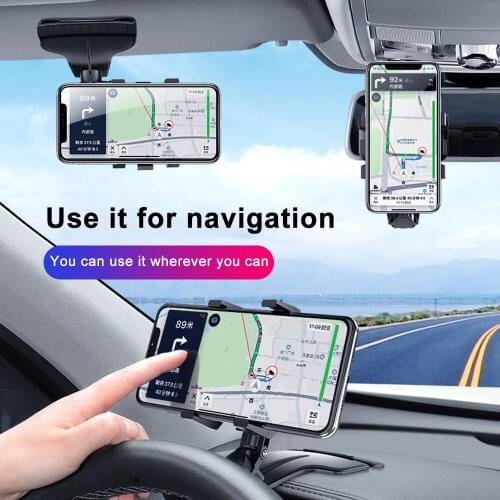 Dashboard Car Phone Holder 360 Degree Rearview Mirror Sun Visor Car GPS Navigation Bracket With Parking Card