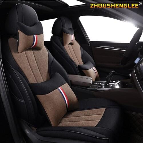 ZHOUSHENGLEE Custom FLAX car seat covers For Mitsubishi PAJERO OUTLANDER EX ASX Grandis Eclipse Cross galant Lancer Zinger seat