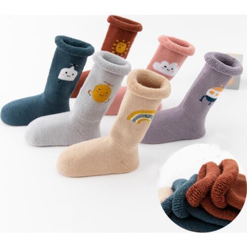 Toddler knee high anti slip socks girls boys newborn infant baby winter cotton terry children kids thick warm Cartoon long sock