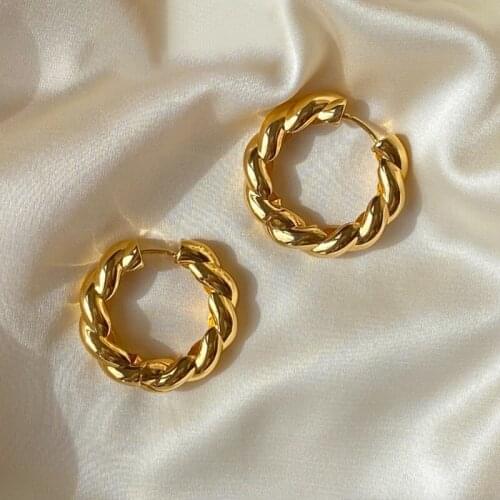 Women Jewelry Twist Statement Dropping Earrings Brass With 18k Gold Party T Show Gown Runway Rare Korean Japan Trendy INS