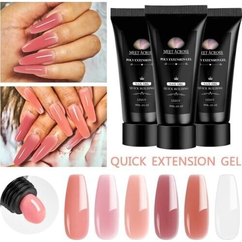 MEET ACROSS 30/ml20ml/15ml Nail Extension Gel Quick Builder Acrylic Gel Nail Art Manicure Colorful Nail Extend Jelly UV Gel