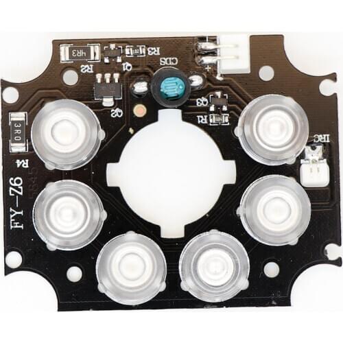 Hybrid Beam Angle CCTV Accessories Nano-infrared light 6 Grain IR LED board for Surveillance cameras night vision diameter 45mm