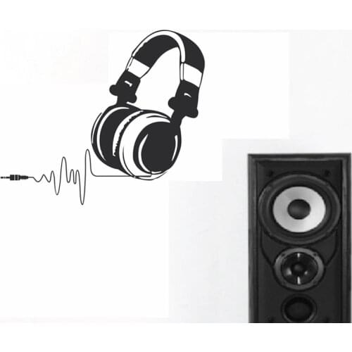 Hot Vinyl Wall Decals DJ Headphones Audio Music Pulse Decal Art Mural Home Decoration Removable Wall Sticker For Music fans E206