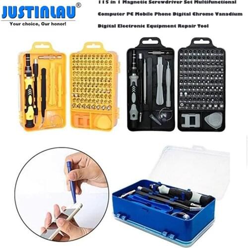 JUSTINLAU 115 In 1 Magnetic Screwdriver Set Multifunctional Computer Chrome Vanadium Digital Electronic Equipment Repair Tool