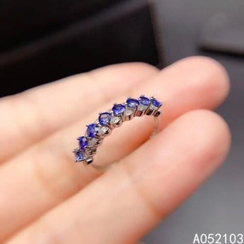 KJJEAXCMY fine jewelry 925 sterling silver inlaid natural sapphire ring Womens fresh small adjustable Multi Gemstone row ring
