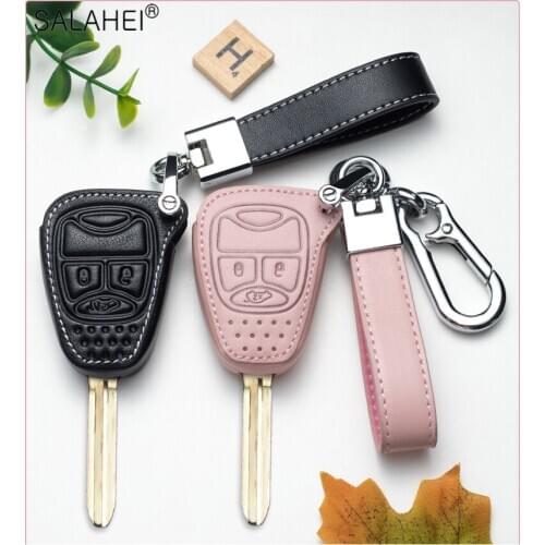 Leather Car Key Cover Case Protector For Dodge JCUV Jeep Compass Grand Cherokee Patriot Pacifica Chrysler 300C Auto Accessories