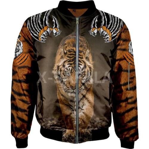 Mens Unisex 3D Bomber Jackets White Tiger Skin Print Zipper Flight Jacket Casual Unisex Harajuku Women Streetwear Thick Coats 7
