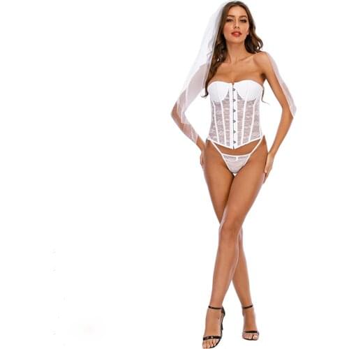 Fashion Lace Women Corset Sets Solid Hollow Out Sexy Bodysuits Wedding Bridal Party Bride Corsets Body Shaper Waist Trainer