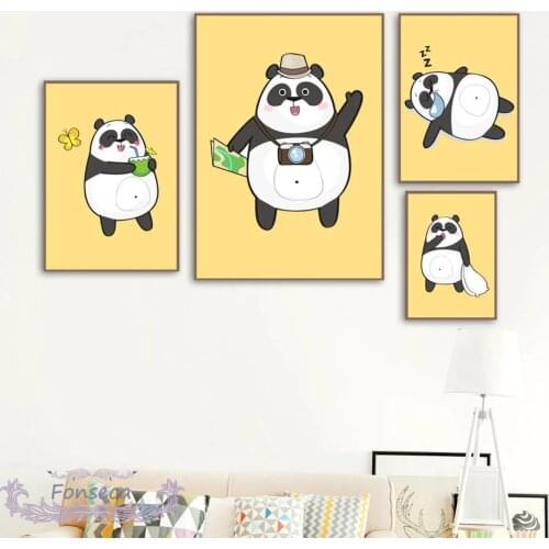 Cartoon Cute Animal Panda Poster Nordic Style Canvas Painting Wall Art Hd Print Pictures Modern Minimalist Home Decor for Room