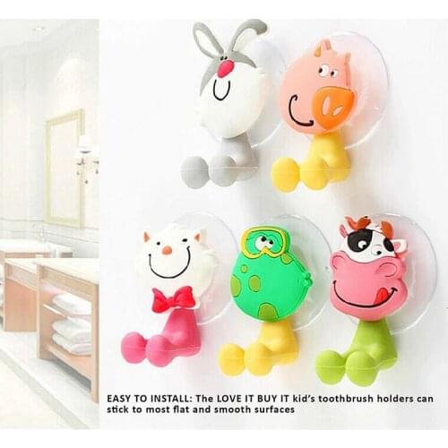 Cartoon Sucker Toothbrush Holder Suction Hooks Multifunctional Eco-Friendly Animal Suction Cup Children Bathroom Set Accessories