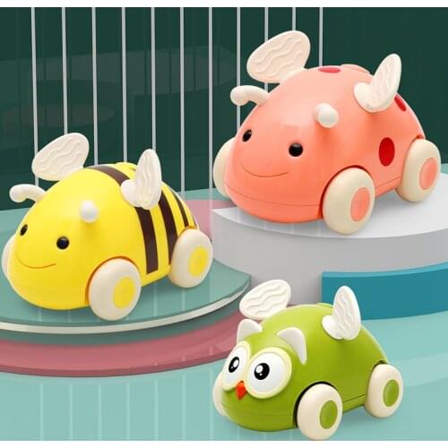 Cartoon Pull Back Musical Car Toys Mobile Machinery Shop Lovely Car With Light Model Baby Mini Cars Children Boy Girl Gifts