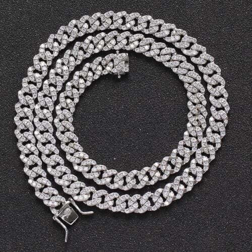 8mm Hip hop Men Copper Curb Cuban Chain Necklace Bling Iced Out Link Gold Silver Plated Necklace Micro AAA CZ DropShipping