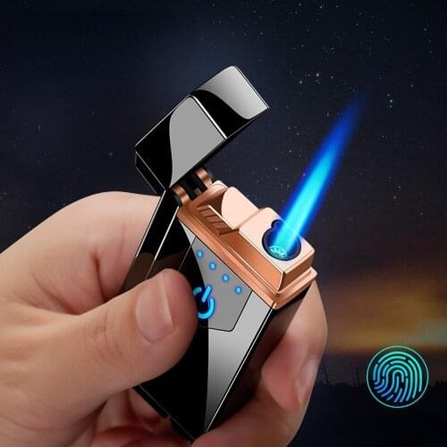 Combination of Gas and Electricity Inflatable Charging Touch Induction Battery Display Boutique Windproof Lighter Gift for Men