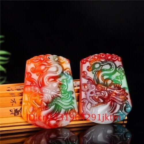 Natural Men Women Pendant Fashion Jewelry for Charm Jade Carved 1PC Jadeite Dragon Gifts Hand Chinese Necklace Color Amulet