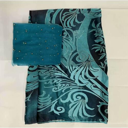 2020 Latest design high quality african soft silk fabric 5+2yards for garment neat embroidery on the material silk fabric.L78282