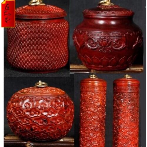 New Rosewood tea pot go pot dried fruit storage pot moistureproof pot tea ware accessories wood carving paper play Chinese style