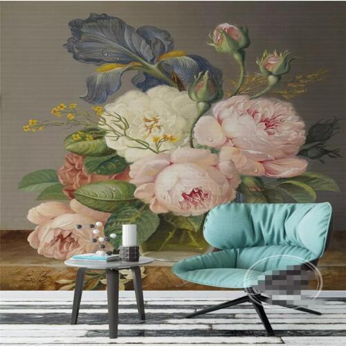 Beibehang Photo Wallpaper 3D Stereo Vase of roses Landscape Photo Wall Mural Wallpapers Living Room Entrance Decor 3d wallpaper