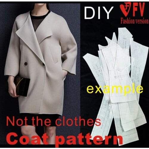 Garment pattern womens raglan sleeves double-sided woolen cloth mid-length coat jacket 1:1 sewing structure drawing BFY-103