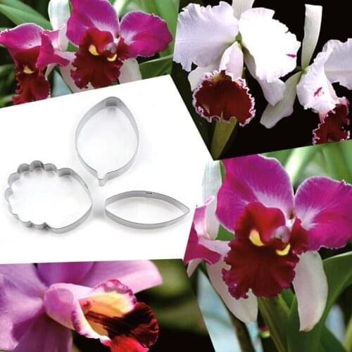 Wholesale 10 Sets(3 pcs/set) Stainless Steel Cattleya Petal Cutters Candy Biscuit Cookie Cutters Fondant Cake Decorating Tools