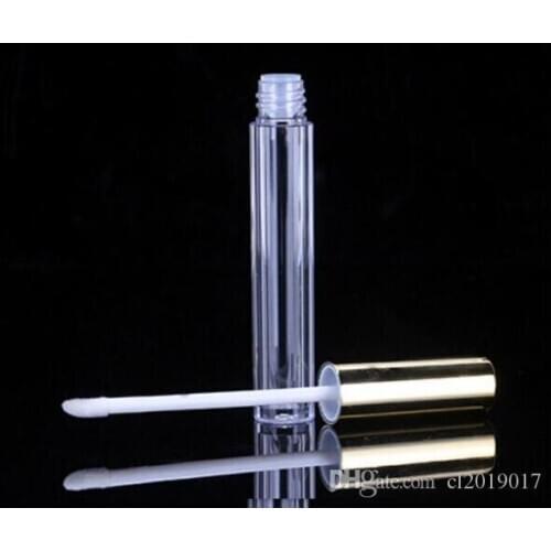 Wholesale hot 10ML Mini round lip gloss tube cosmetic package lip gloss bottle empty container with gold cap new