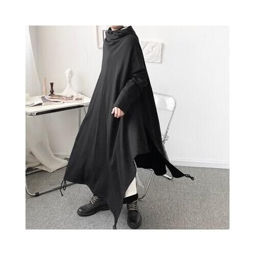 Autumn and winter new long minority dark loose deconstruction Terry windbreaker