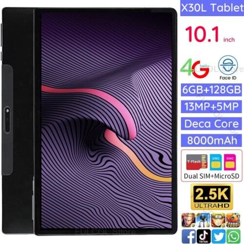 Newest 10.1 inch 1920x1200 2.5K IPS Tablets PC Dual 4G Network 6GB RAM 128GB ROM 10 Cores 13.0/5.0MP Dual Wifi Type-C 8000mAh