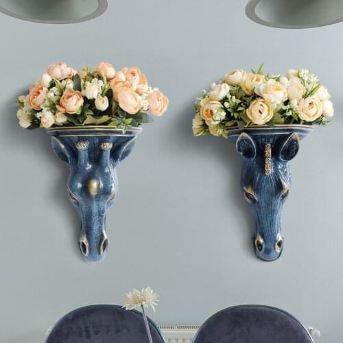 Resin Deer Head Wall Flowers Vases Bedroom Living Room Decoration Home Hanging Rresin Vase Wall Nordic Ornaments Accessories