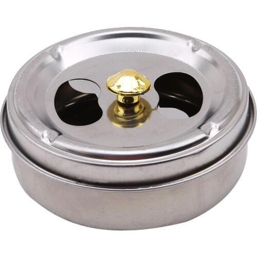 Home Practical Smoking Accessories Stainless Steel Ashtray Lid Rotation Fully Enclosed Home Gadgets Smoking Accessories
