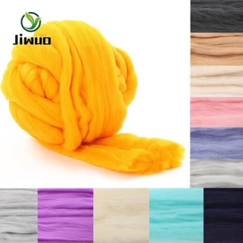 Jiwuo 100g Super Thick Yarn Soft Merino Wool Yarns Large Chunky Yarn Bulky Arm Roving Hand Knitting Spin Yarn DIY Blanket Supply