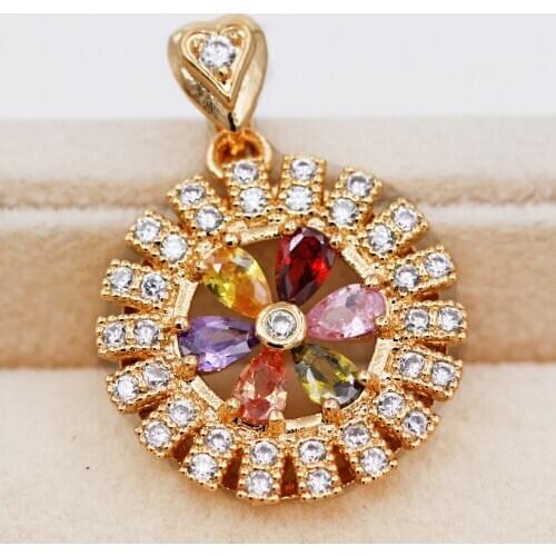 RLOPAY fashion Bohemian flower Pendant for Women Gold plated purple zircon Pendant Fashion Wedding Jewelry accessories Gift