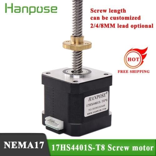 Nema17 Stepper Motor 40mm 1.7A 42 motor 17HS4401S-T8*4 410mm Screw Rod Linear Z-Motor with Trapezoidal Lead Srew for 3D printer