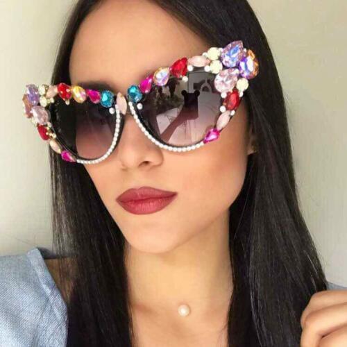 2018 Oversize Cat Eye Sunglasses Women Brand Designer Luxury Crystal Sexy Sun Glasses For Ladies Oculos De Sol Feminino